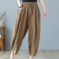thumbnail image 6 of HUPOM Palazzo Pants For Women Casual Cargo Pants Standard High Waist Rise Ankle Straight-Leg Khaki L, 6 of 9