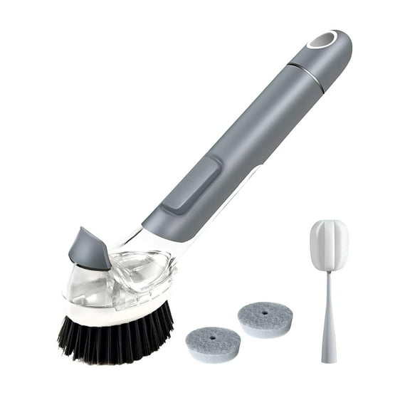 JEHONN Dish Brush with Handle, Kitchen Brush for Pot Pan Sink and 2 Sponge Refill
