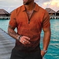 thumbnail image 2 of Eashery Mens Short Sleeve Button Down Shirts Turn Down Collar Zipper Mens Top Shirts Orange L, 2 of 5