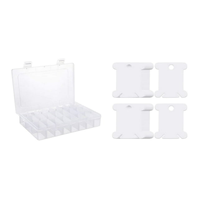 Maytalsory Easy Organization DIY Fashion Stitch Embroidery Kit 2436 Grids And Large Capacity Durability Box+100 Bobbins 1Set