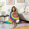 thumbnail image 4 of Wearable Blanket,Colorful Rainbow Tie Dye Spiral Pattern Hooded Wearable Flannel Blanket for Adults & Teens,Winter Poncho Shawl Wrap Cape Cozy Anti-Pill,50"x60", 4 of 5