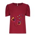 thumbnail image 5 of IROINNID Women's Summer Sexy Printed Casual Ruffle Short Sleeve Summer Tops, 5 of 7