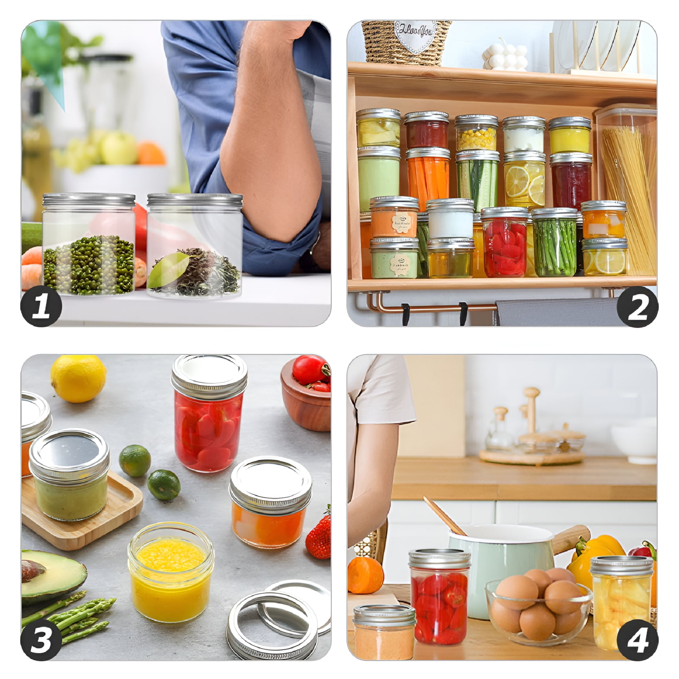 ACDANC 12 Pcs Aluminum Lid Jars Glass Jar with Lid Small Jar Fruit Jars Candle Jars Storage Jar
