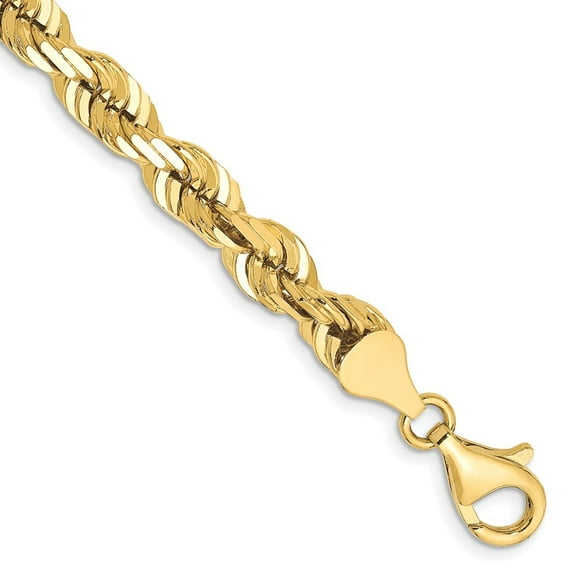Auriga Fine Jewelry 10K Yellow Gold 6.5mm Diamond-cut Rope 8inch Chain Bracelet for Men