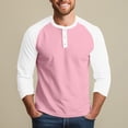 thumbnail image 6 of Lumtrix Men's Henley Cotton Shirt Casual 3/4 Sleeve Lightweight Button Baseball T Shirts Raglan Classic Color Block Top Light pink 2XL, 6 of 7