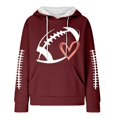 thumbnail image 4 of Women Waffle Knit Pullover Hoodie, Football Heart Graphic Long Sleeve Hooded Sweatshirt, Oversized Game Day Fan Top with Kangaroo Pocket for Sports Party Daily Fall Wear, 4 of 4