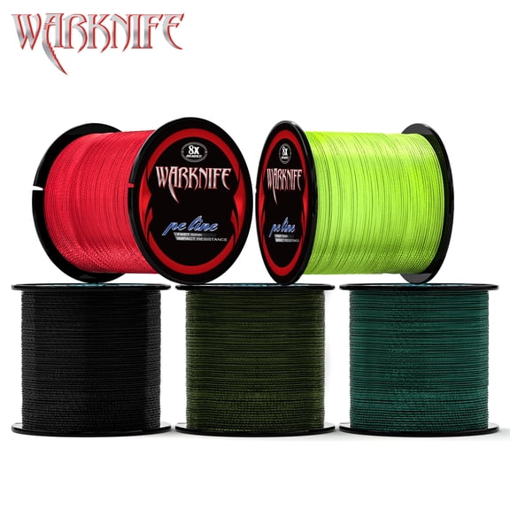 WARKNIFE Not Fade Braided Fishing Line 100%PE Braid Extreme Multifilament Fishing Line Wire 8 Strands 100M 300M 500M 1000M 1500M 2000M 109 Yard 328 Yard 547 Yard 1094 Yard 1640 Yard 2187 Yard 6-300LB