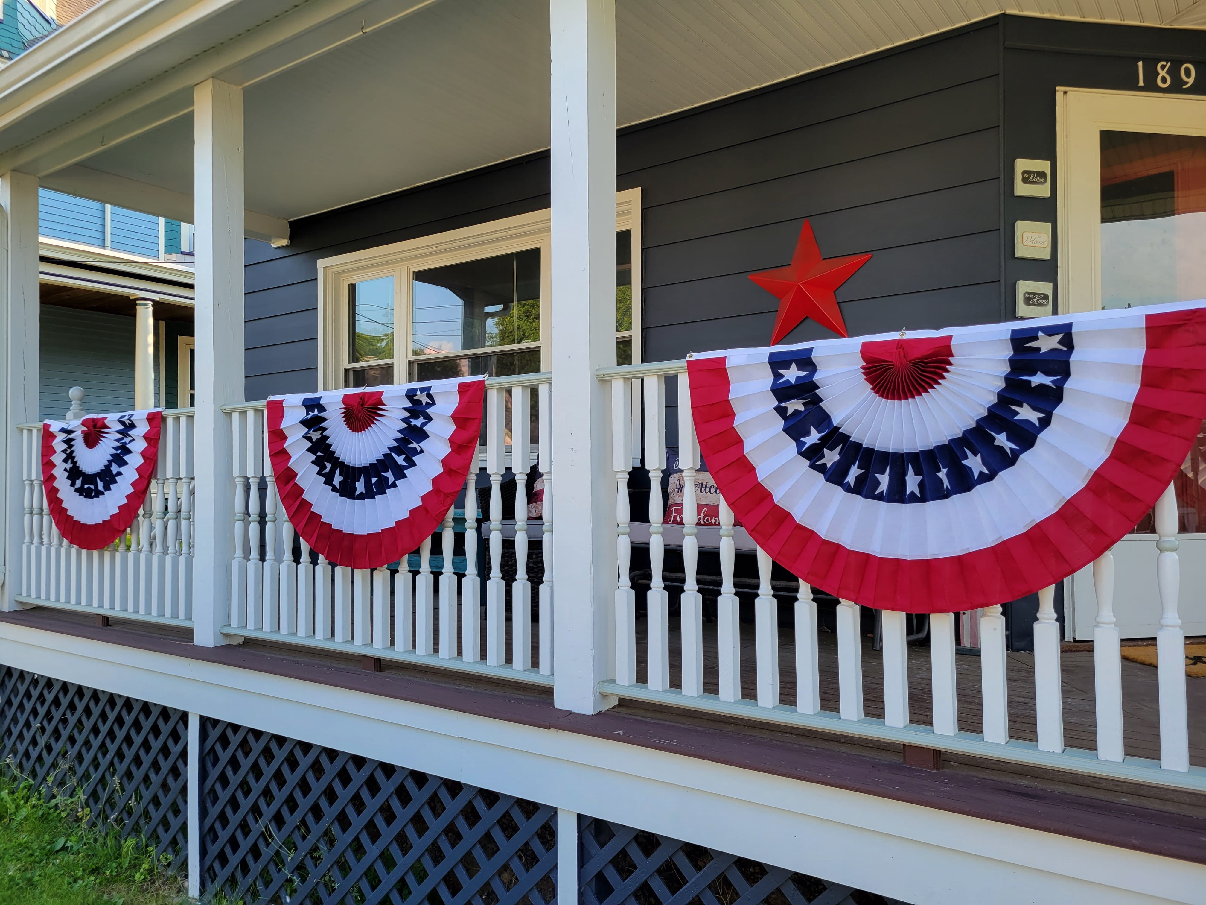 Old Glory Bunting – 1 1/2’ x 3’ Nylon USA Flag Bunting! Embroidered Stars and Stripes Patriotic Pleated Fan Flag Bunting Banner. Pleated Fans Made in the USA! Free Shipping Available!