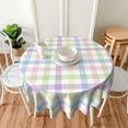 thumbnail image 4 of Easter Tablecloth Round 60 Inch Colorful Buffalo Plaid Table Cloth,Stain Resistance Polyester Spring Checkered Table Covers for Kitchen Dining,Small Tablecloth for Party Picnic, 4 of 6