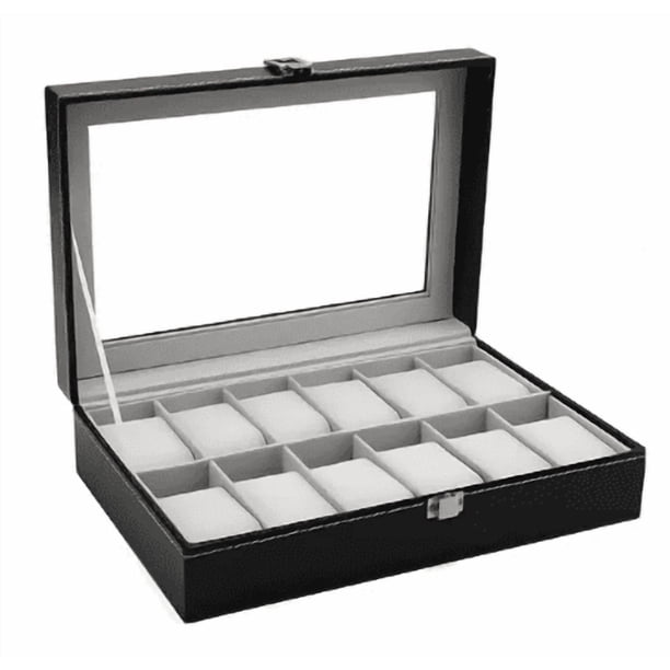Estuche Xtellar Alhajero Organizador De Relojes Y Joyas 12 Espacios Con Almohadillas De Terciopelo, Color Gris