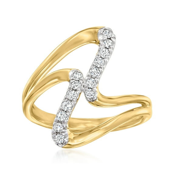 Ross-Simons 0.25 ct. t.w. Diamond Double-Wave Ring in 18kt Gold Over Sterling, Women's, Adult