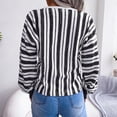 thumbnail image 4 of Womens Fall Fashion 2022! QLEICOM Sweaters for Women, Women's Fashion Autumn Winter Long Sleeve Stripe Contrasting Lantern Sleeve V-Neck Sweater Tops On Clearance, 4 of 5