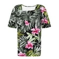 thumbnail image 4 of PeiLuo Women's Summer Tops: Dressy Casual Short Sleeve Button V Neck T-Shirts, Trendy Cute Tees with Floral Boho Tunic Blouses, 4 of 5