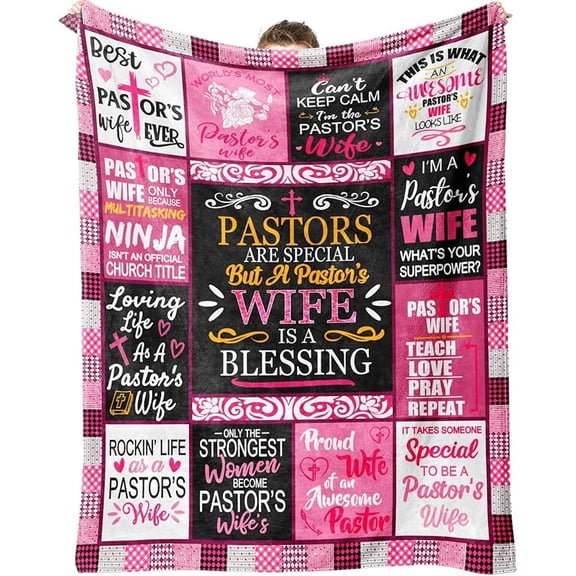 Pastor's Wife Throw Blanket Gift Soft Flannel Throw Blanket for Women of Faith Appreciation, Birthday for Pastor's Spouse Inspirational Religious Throw Blanket