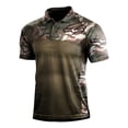 thumbnail image 3 of Men Polo Shirts Short Sleeve Lapel Zipper Camo Printing T Shirt Spring Summer Stylish Loose Casual Polos for Men Brown S, 3 of 4