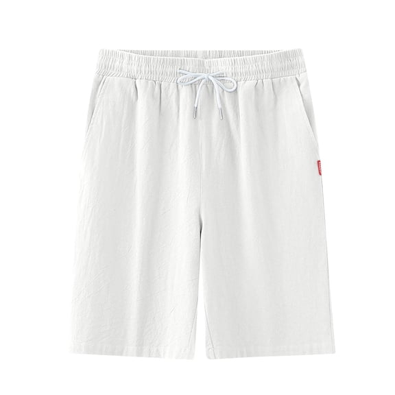 Enridrech M-5XL Summer Shorts for Men Comfort Solid Color Drawstring Elastic Waist Workout Short Pants with Zipper Pockets