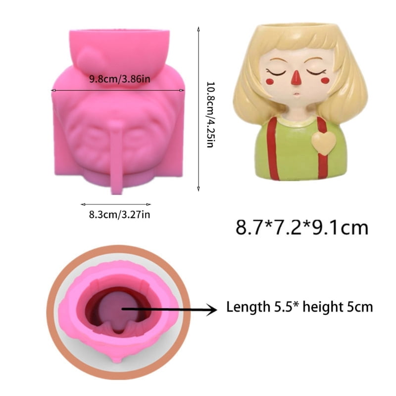 Cute Girl Flowerpot Epoxy Resin Mold Plant Pot Concrete Plaster Silicone Mould