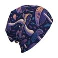 thumbnail image 6 of Xecao Floral Hippie Mushrooms Print Beanie Knitted Hat for Men Women, Winter Fashion Knit Cuffed Caps Unisex, 6 of 7