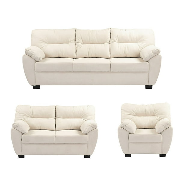 Sala Monza 3 Piezas Crema (Sofá, Love Seat y Sillón)