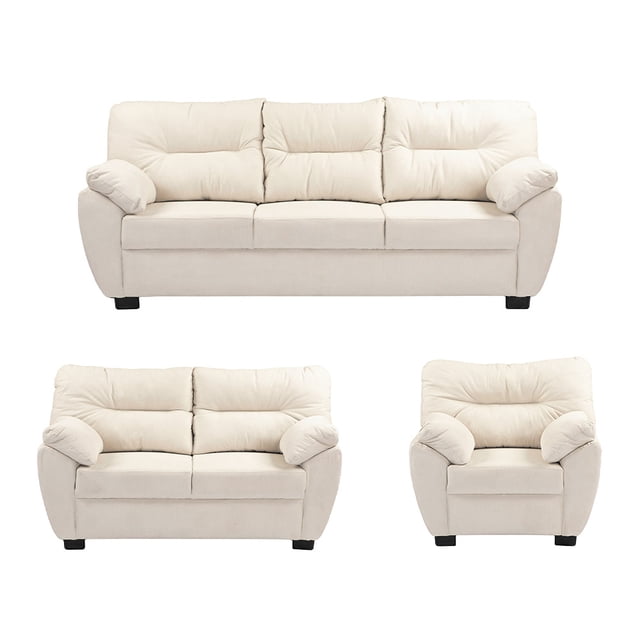 Sala Monza 3 Piezas Crema (Sofá, Love Seat y Sillón)