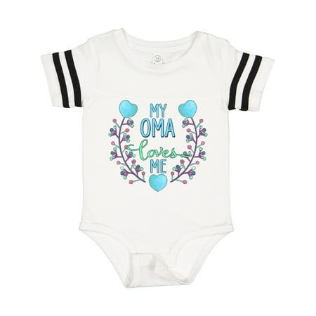 

Inktastic My Oma Loves Me with Flowers and Hearts Gift Baby Boy or Baby Girl Bodysuit
