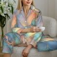 thumbnail image 6 of Hirioo Pastel Abstract Fluid Art for Women's Pajama Sets 2 Piece Pjs Women's Long-Sleeved Pajama Set Button Down Sleepwear,S-XXL-Large, 6 of 7