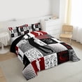 thumbnail image 3 of jejeloiu Golf Ball Sport Queen Comforter Set,White Gray Red Grid Bedding Comforter Set For Boys Kids Reversible 3pcs, 3 of 8