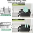 thumbnail image 4 of Dish Drying Rack, Extendable Dish Rack for Kitchen Counter, Saving Countertop Space Dish Drainer, Stainless Steel Kitchen Drying Rack with Cutlery Holder, 22.1''L x 12.8''W, Black, 4 of 6
