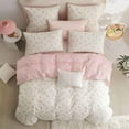 thumbnail image 6 of Nayoroom 100% Organic Cotton Duvet Cover Set, 3 Pieces White Pink Floral Flower Tulip Reversible Soft Bedding Set King, 6 of 13