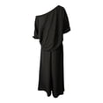 thumbnail image 5 of Idoravan 2 piece sets for women going out Fashion Women One Shoulder Short Sleeve And Long Pants Solid Casual 2PC Sets, 5 of 6