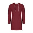 thumbnail image 4 of JURANMO Fall Hoodie Dress for Women Drawstring Long Sleeve Hooded Pullover Regular Fit Casual Sweatshirt Mini Dresses with Pockets ZC-Red XXL, 4 of 6
