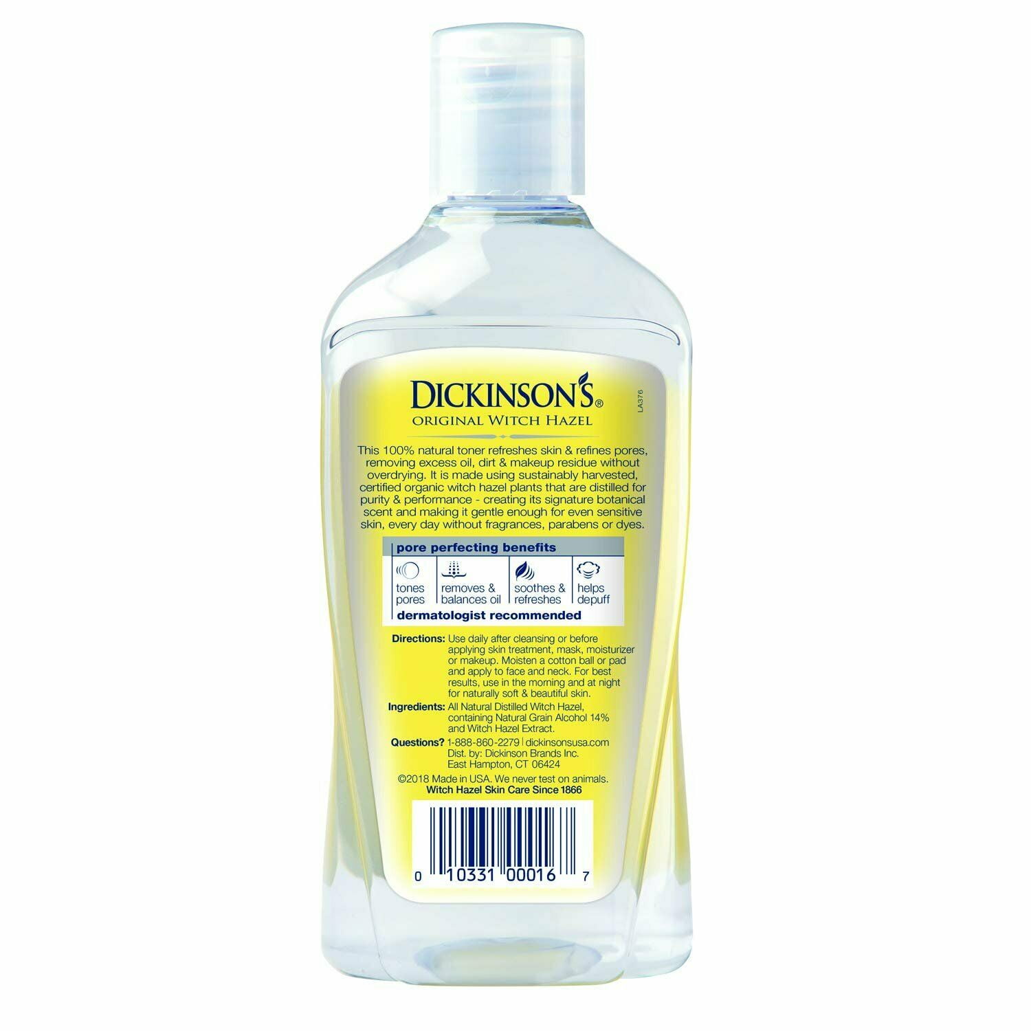 Dickinson's Original Witch Hazel Pore Perfecting Toner Skin 16 oz, 3-Pack