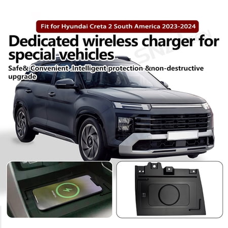 SNATEEN Wireless Charging Pad for Hyundai Creta 2 South America 2023-2024 Fast Qi Charger Direct Fit Replacement Phone Charger Upgrade Easy Installation