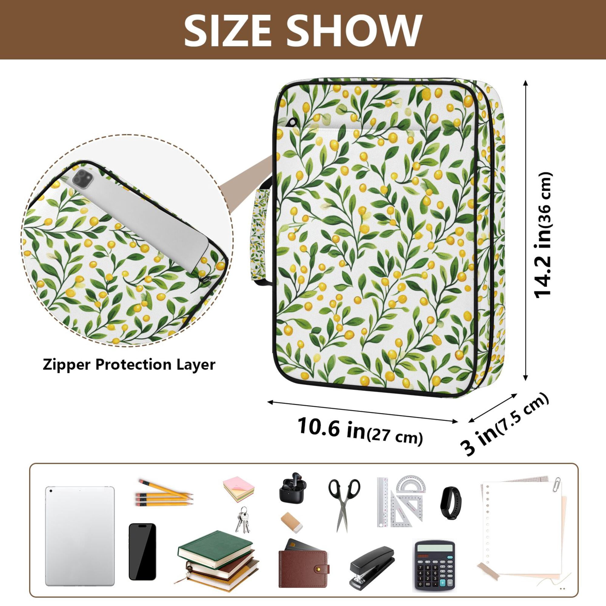 FORMRS Accordion File Folder A4 Size 7-Pocket Expanding Document Organizer Bag with 3 Ring Binder, Olive Leaf