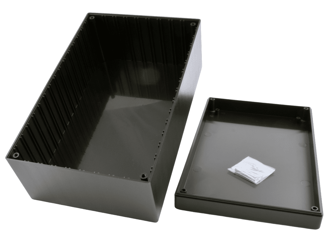 Black ABS Plastic Enclosure Project Box with Lid and Screws, Measures