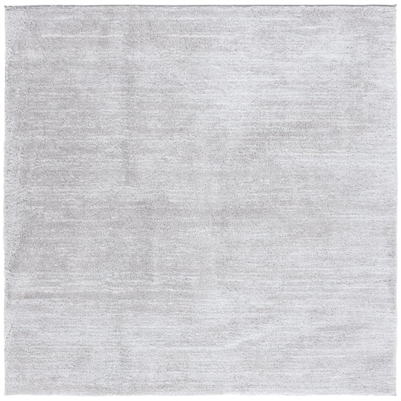 SAFAVIEH Jasmine Sashka Solid Polyester Shag Area Rug, Light Grey/Ivory, 6'7" x 6'7" Square