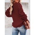 thumbnail image 4 of DOPI Women's Casual Long Sleeve Crewneck Crochet Sweater Lightweight Knit Pullover Sweaters Top Hollow Out Sweater Autumn, 4 of 5