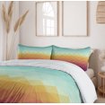thumbnail image 6 of Ambesonne Indie Duvet Cover Sets, Abstract Checkered Pastel, 2-King, Turquoise Marigold, 6 of 7