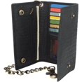 thumbnail image 5 of Biker Wallets for Men with Chain - Distressed Croco Leather Wallet Credit Card Slots, Money Sleeve, & Zippered Pocket  Distressed Leather Slim Trifold Chain Wallets for Men Gift Croco Black, 5 of 8