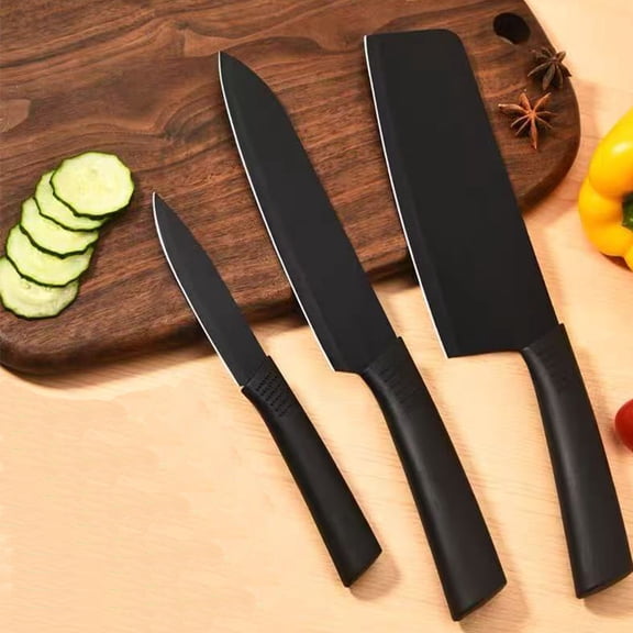 High-quality set of three knives, ergonomically designed handles, stainless steel blades, easy to clean, an ideal gift for cooking enthusiasts, chefs, or home cooks.