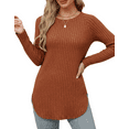 thumbnail image 5 of SOMER Long Sleeve Shirts for Women 2025 Fall Clothes Tunic Tops Loose Fit Dressy Crewneck Pullover Sweaters Curved Hem, 5 of 6