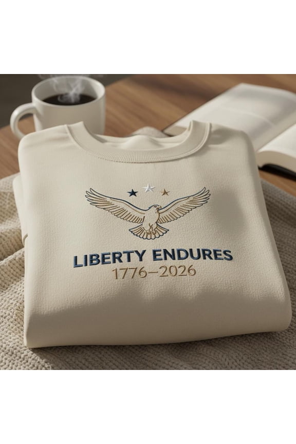 Liberty Endures 1776-2026 Embroidered Sweatshirt, Patriotic Eagle Shirt, 4th of July Crewneck, American History Gift