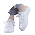thumbnail image 2 of EliteGoogv Womens Mule Sneakers Canvas Slip On Shoes Low Top Flat Walking Shoes For Women Distressed Frayed Edge Lace Up Loafers Casual Footwear US: 9.5 White, 2 of 9