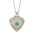 thumbnail image 2 of Brilliance 925 Sterling Silver with 14KY Gold Plated Genuine Swiss Blue Topaz and Created White Sapphire Heart Pendant with 18" Chain, 2 of 2