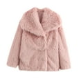 thumbnail image 5 of Women's Plus Size Pink Faux Fur Coat Lapel Button Cardigan Long Sleeve Solid Color Fashion Jacket, 5 of 8