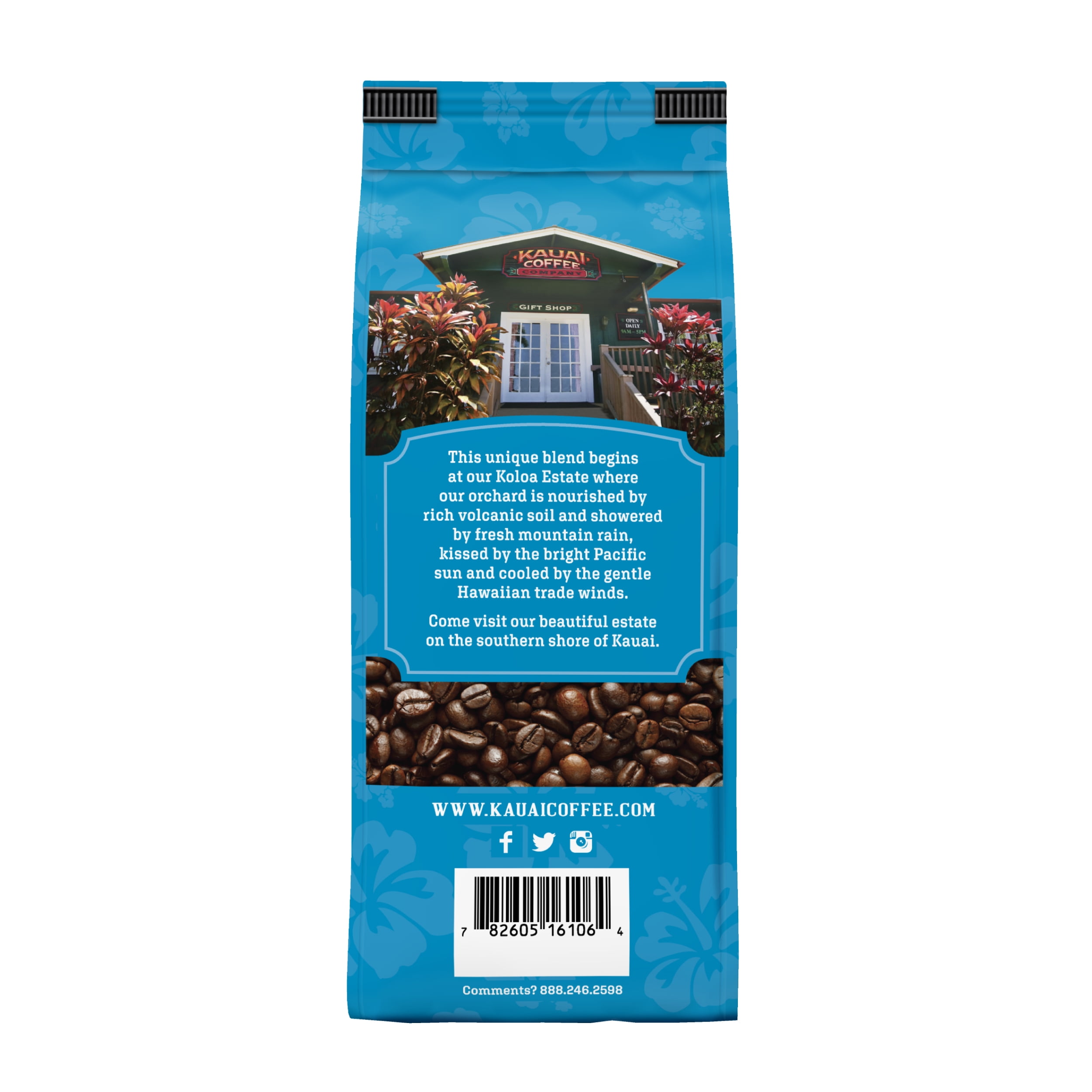 Kauai Ground Coffee Koloa Estate Hawaiian, Medium Roast, 10