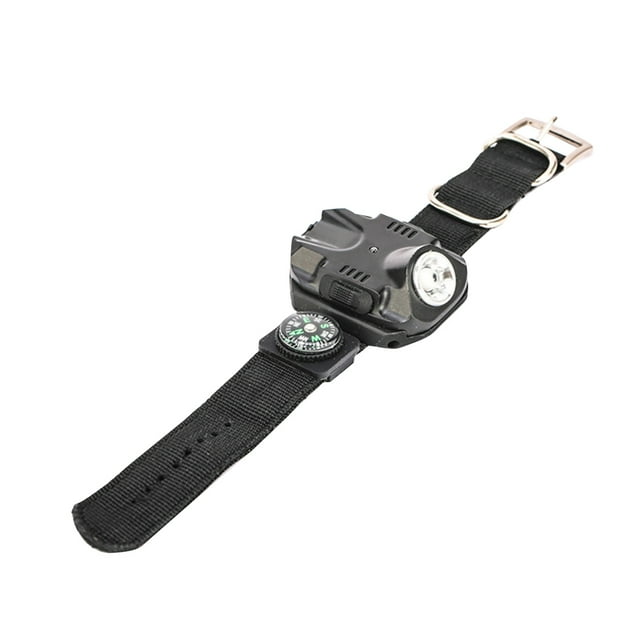 MasteelfCA Montre-Bracelet à DEL Rechargeable, Montre Multifonction Extérieure, Lampe de Poche avec Boussole pour Course, Randonnée, Camping (Noir)