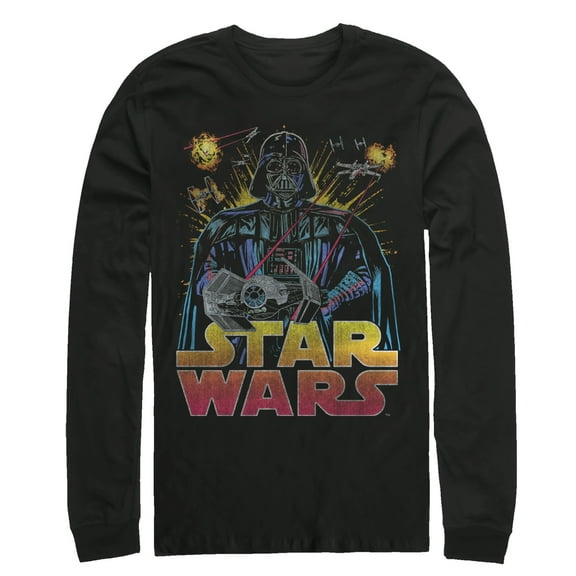 Men's Star Wars Darth Vader Battle Long Sleeve Shirt Black Large