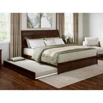 AFI, Andorra King Platform Bed with Panel Footboard and Twin XL Trundle, Walnut