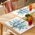 thumbnail image 4 of Teal Spring Floral Placemats Set of 8 Watercolor Summer Flowers Place Mats Indoor Wipeable Table Mats Washable Cloth Dining Table Placemats for Kitchen Holiday Party Home Decor 13x19 Inch, 4 of 9